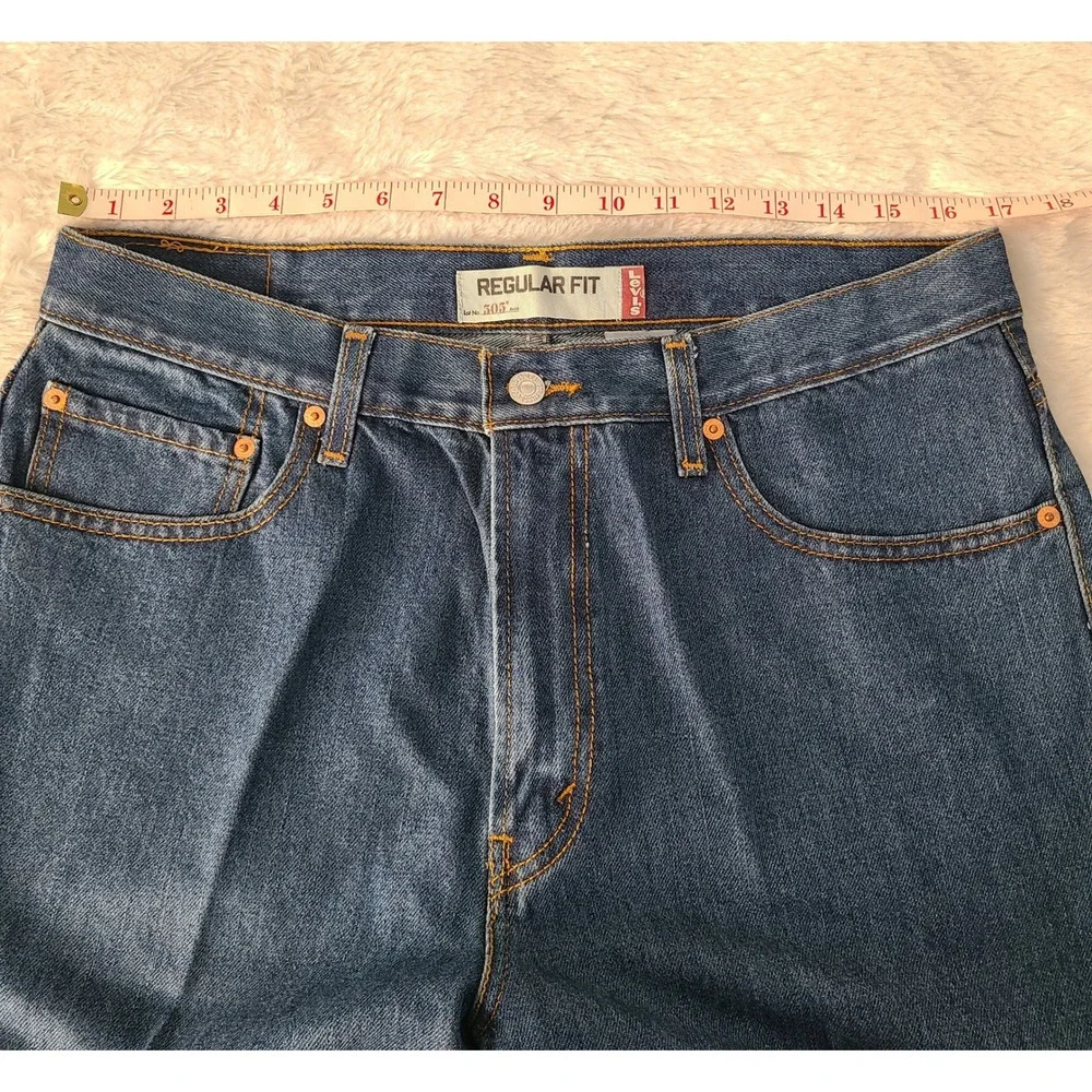 Levis 505 Regular Fit Jeans Mens 36x36 Medium Wash Blue Straight Leg Denim